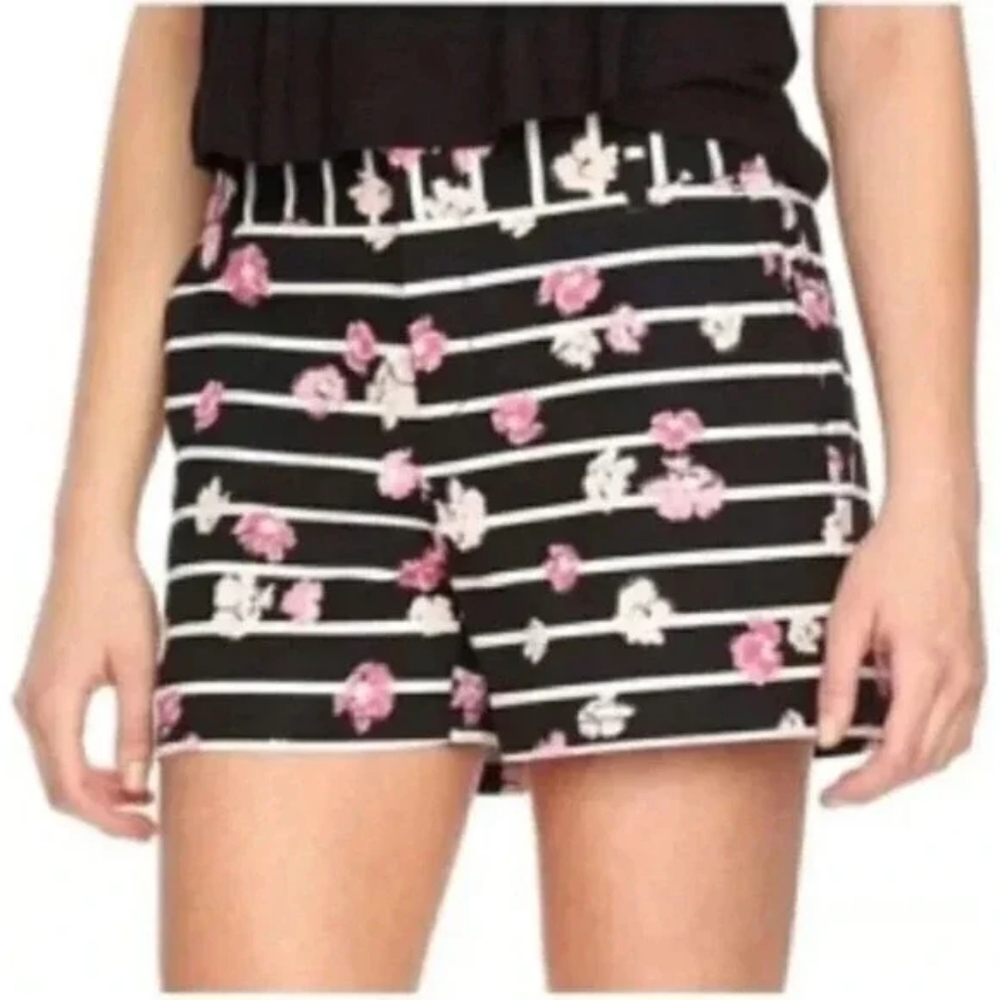Elle Black and White Floral High Waist Shorts